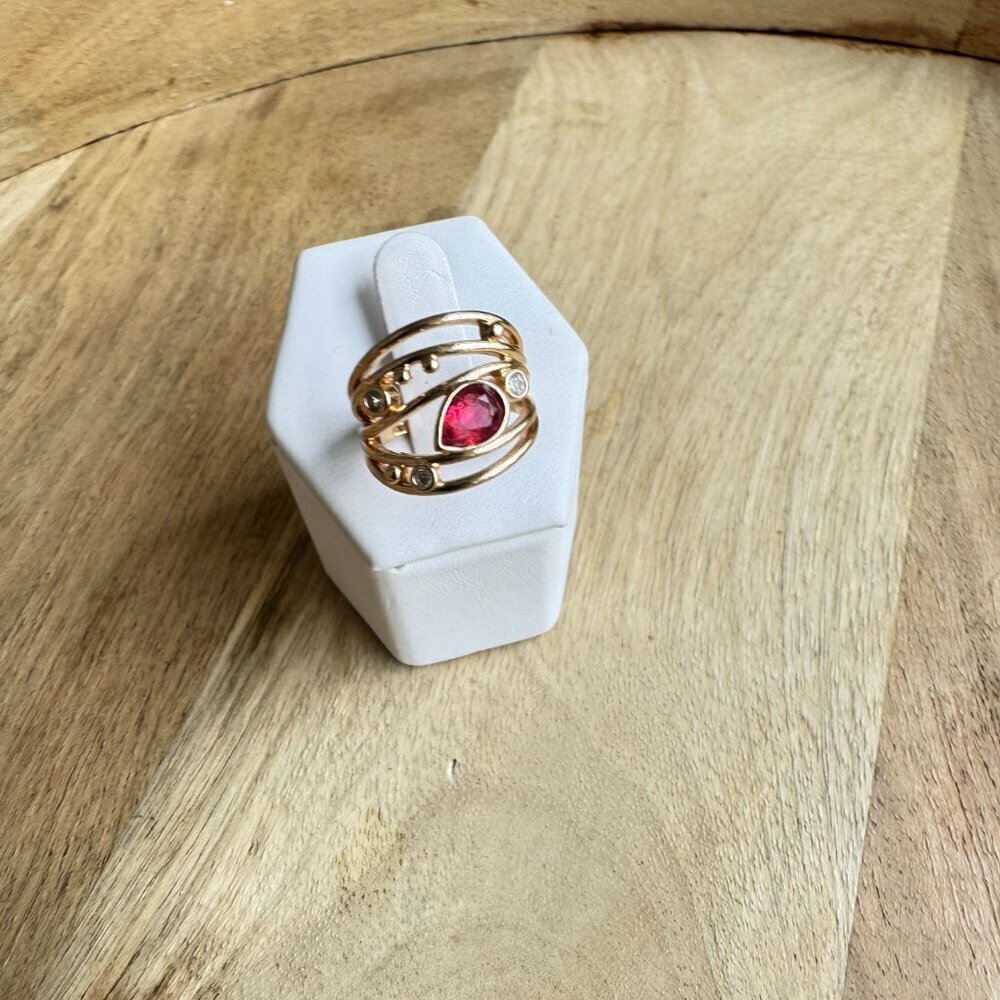 RED RUBY STONE  BRIDAL RING S6 - Picture 3 of 6
